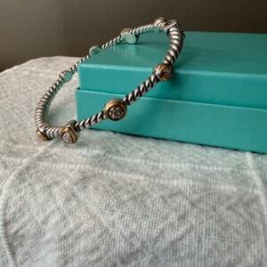 Brighton Massandra Brushed Silver with Gold Oval Hinged Bracelet